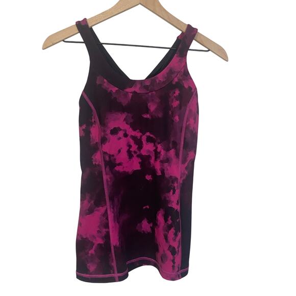 $10 SALE Lululemon Enhearten Tank Top Bra Blooming Pixie Raspberry Black  Sz 8 - Picture 2 of 12